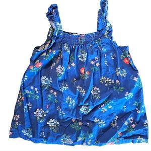 Hanna Andersson Blue Floral Tank, Girls Size 8